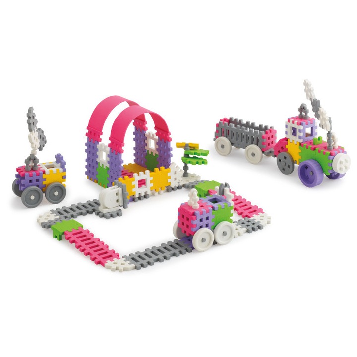 Set constructie Mini Waffle Marioinex 140 piese roz 18.5x16x6cm