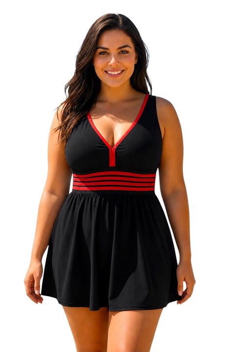 Costum de baie tankini, cu spatele gol, Negru