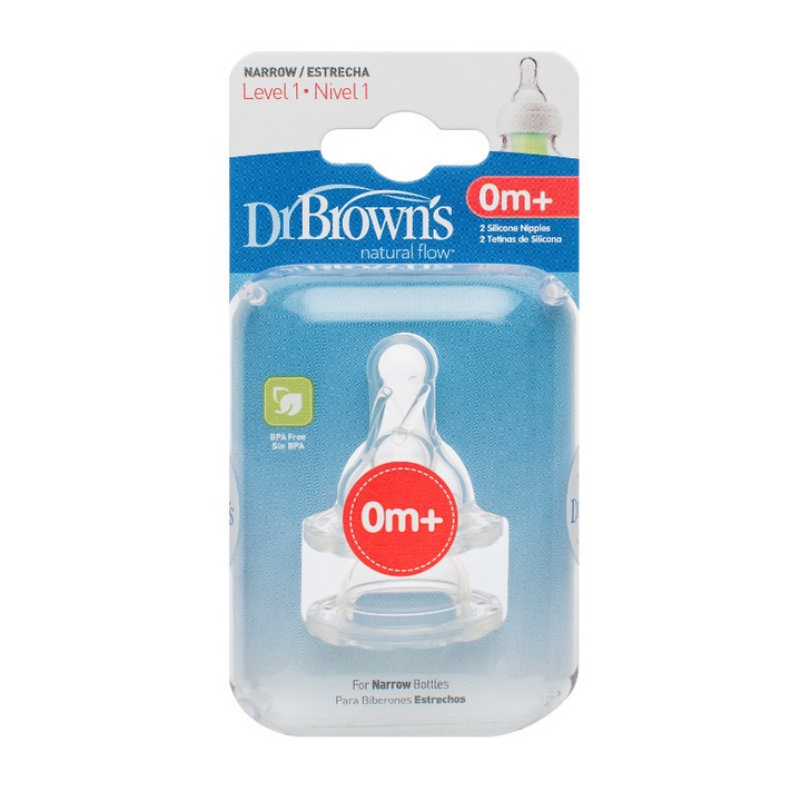 Биберон силиконов Dr Browns Standard ниво 1 2 бр.