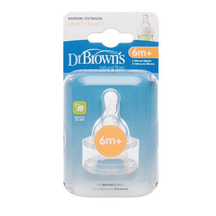 Биберон силиконов Dr Browns Standard ниво 3 2 бр.