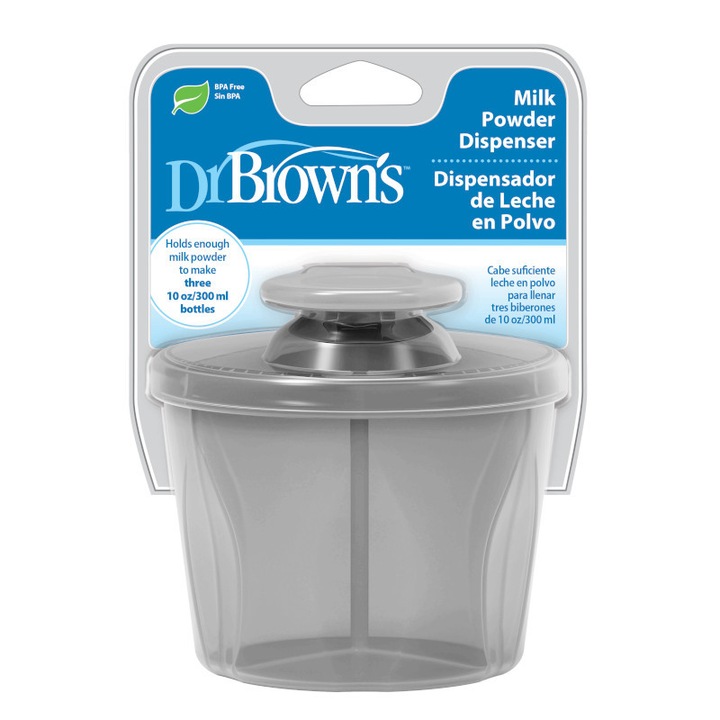Recipient pentru lapte praf Dr Browns, gri, 3 compartimente, 270ml