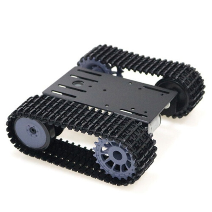 Платформа шаси с вериги T101-P/TP101 CJ-OB1-K0204-20260527-1-921, метално шаси, два DC мотора 6-12V, вериги от техническа пластмаса, черен, 19.3 x 16.3 x 16 см