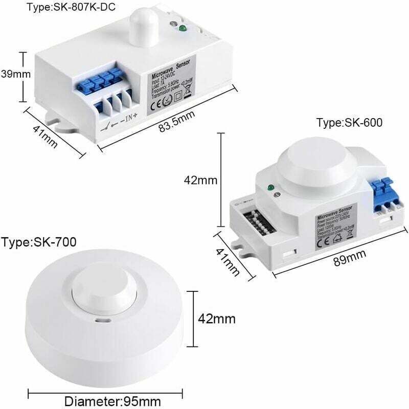 Senzor miscare cu microunde 360 grade, detectare umana, alb, 9x4x4 cm ...