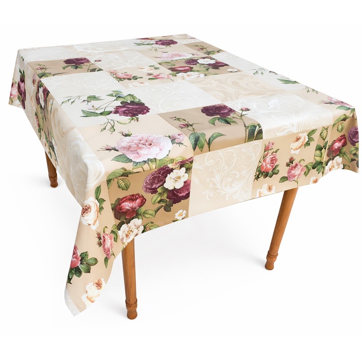 Fata de masa tip musama ND, pvc pe suport textil, impermeabila, 140x100, trandafir dek