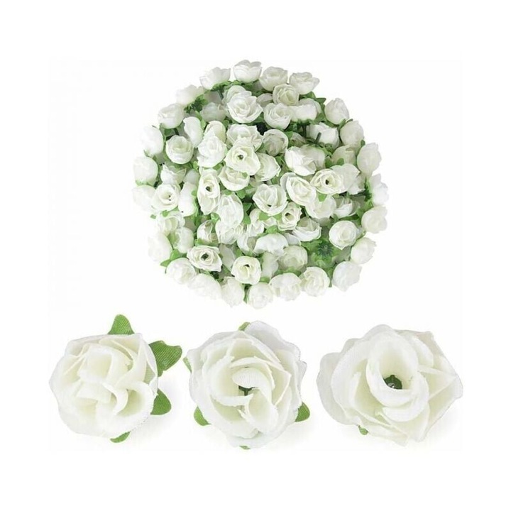 100 flori artificiale trandafiri, 3x2cm, multicolor, set 100 buc