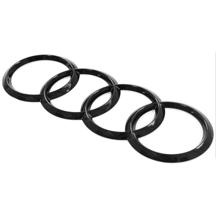 Audi csomagtartó embléma 185x65 mm, Fényes Fekete (Ívelt / Homorú Modell)