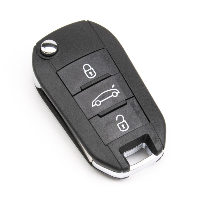 Carcasa cheie auto pentru Peugeot 508, 208, Peugeot, 308, 301, Peugeot, Rifter, Traveller, Citroen CElysee, C4 Cactus, C4 Grand Picasso II, C4 Spacetourer, C5 Aircross, C3 Aircross, C3 III, Berlingo, Opel Astra L, Combo, HU83, 3 butoane, negru