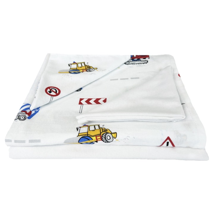 Set 2 bucati scutec de infasat bebe, 100x100cm, finet, cu 2 lavete, model combinat, uni/masinute, rosu/multicolor
