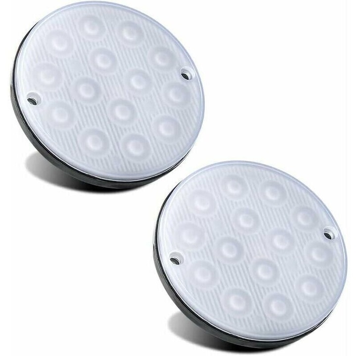 Комплект 2 кръгли габаритни светлини за ремарке, 14 червени LED, 12-24V, режими на яркост, повърхностен монтаж