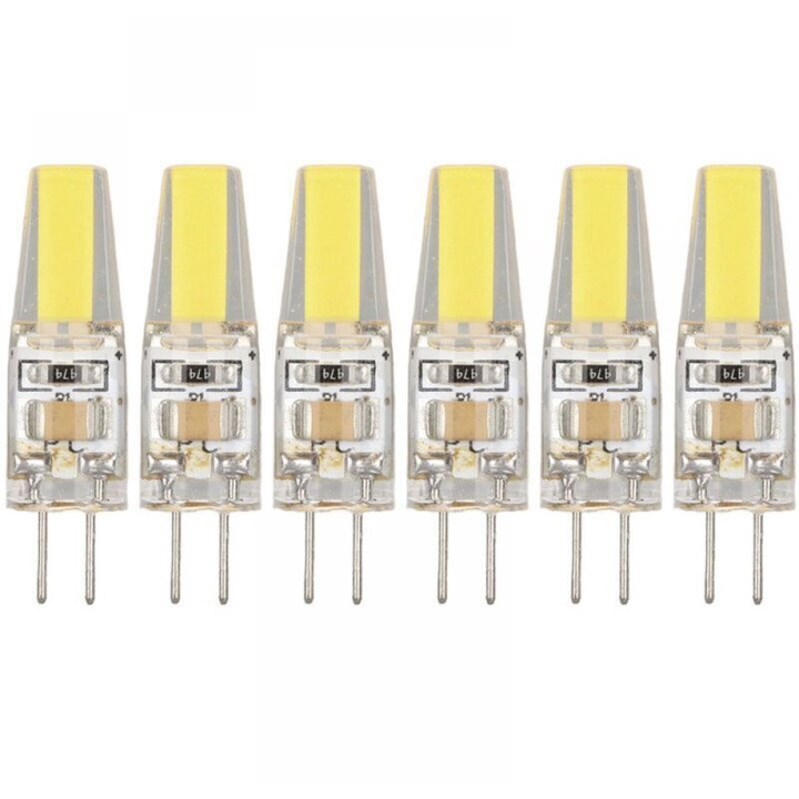 6 darabos készlet, G4 LED izzó 220 V 3 W, 360°-os világítás, villódzásmentes, Fehér, 6 x 3W