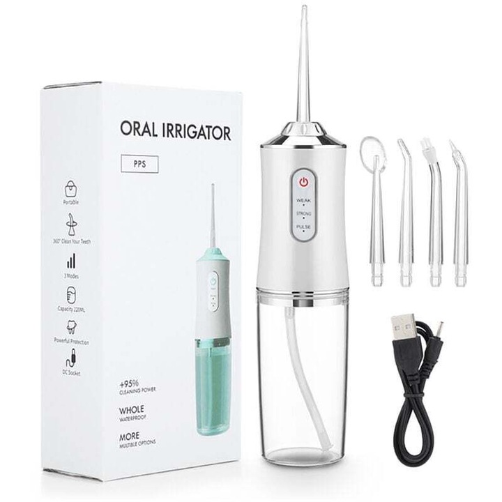 Irigator bucal portabil, 3 moduri, multicolor, 21x5.8cm, 220ml