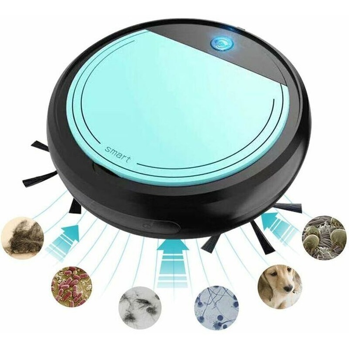 Aspirator robot 3-in-1, 1800 Pa, silentios, baterie 1200 mAh, alb, slim