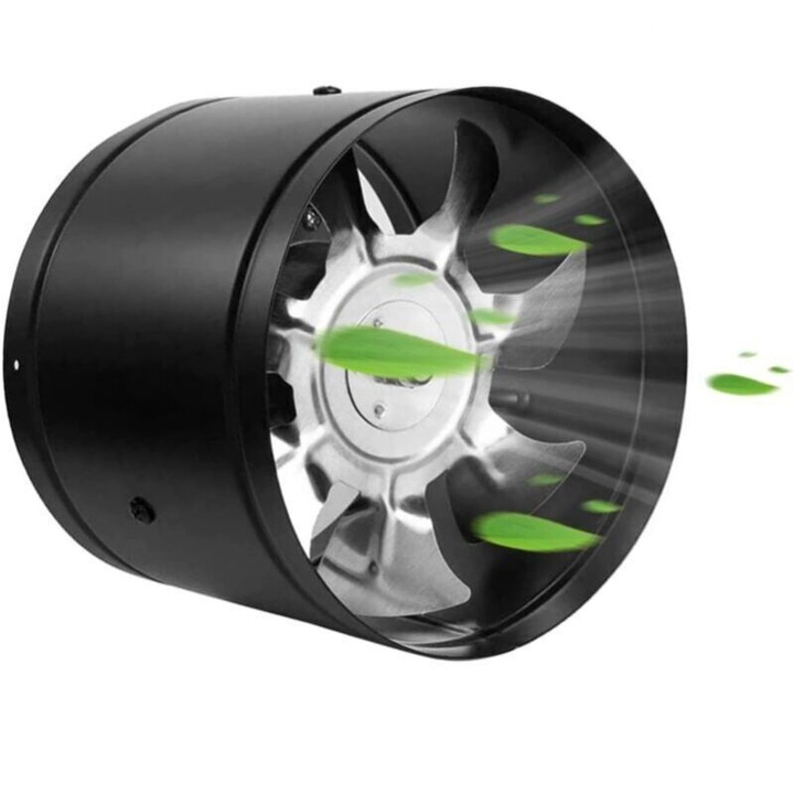 Fali elszívó ventilátor 100mm fém, 140 m/h, fekete