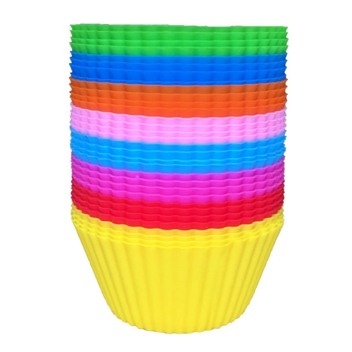 Set 12 forme rotunde silicon alimentare rezistent la temperaturi inalte multicolor