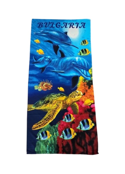 Strandtörölköző Tengerfenék, Felirat: Bulgária, Mikroszálas, 150x75 cm