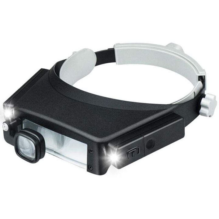 Lupa cu LED, marire variabila, iluminare, banda cap reglabila, alb