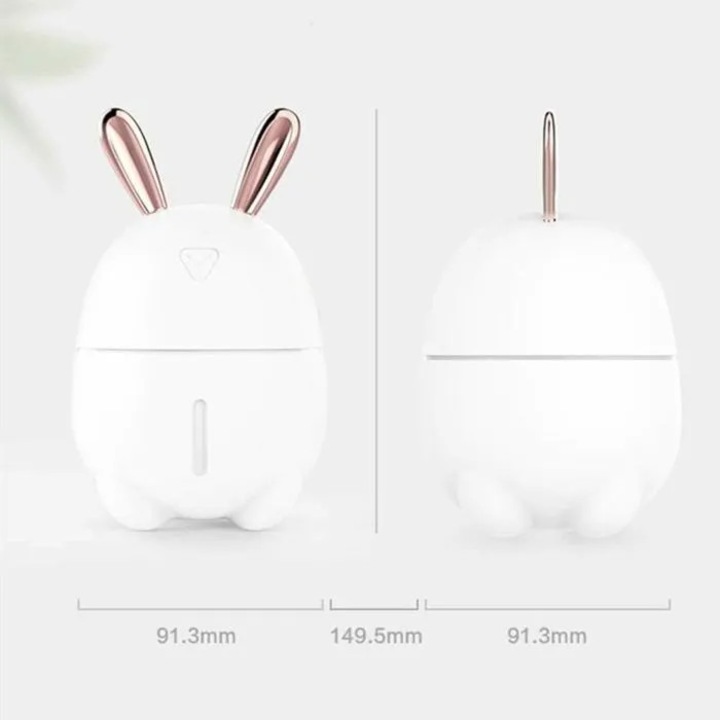 Umidificator aer USB 300ml iepure alb silentios difuzor ulei esential