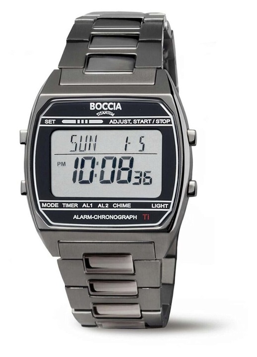 Ceas barbatesc Boccia 3738-07 Titanium Digital Chronograph 37mm 5ATM
