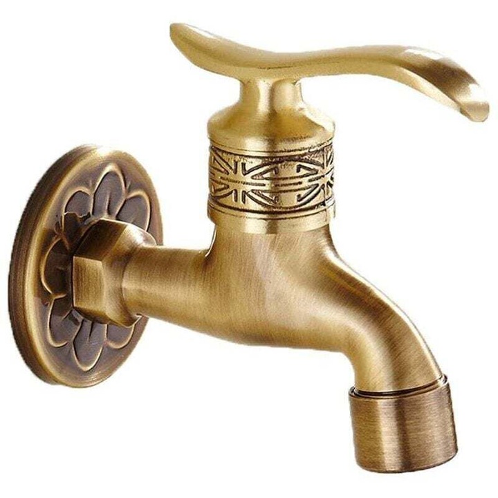 Kültéri fali csap, sárgaréz, retro kivitel, 1/2 hüvelyk