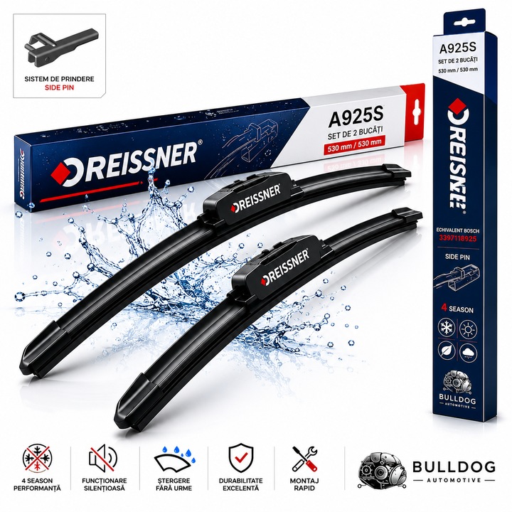 Set stergatoare Dreissner 530/530 mm, dedicate VW Passat B5/B5.5 (2000–2005) si Skoda Superb 1, prindere ca in imagine