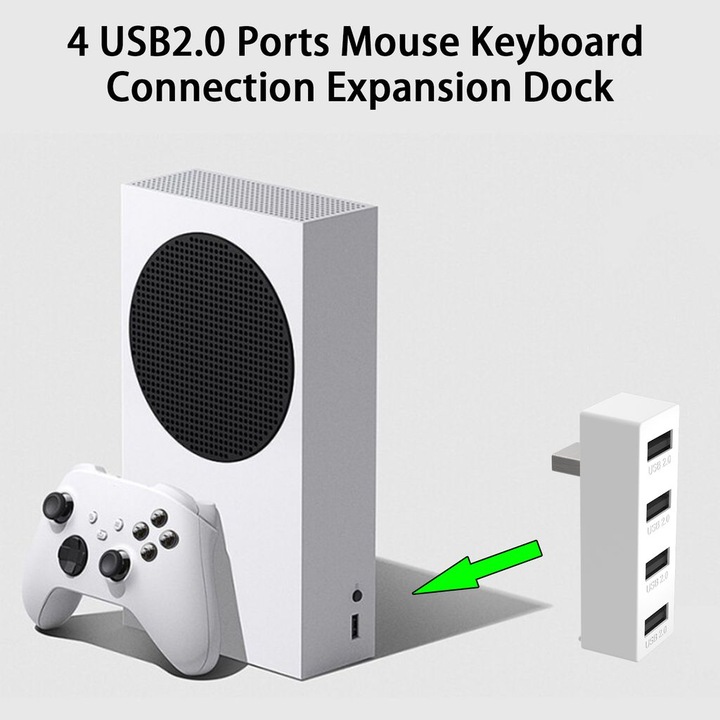 USB хъб 2.0 с 4 порта за конзола за игри, черен