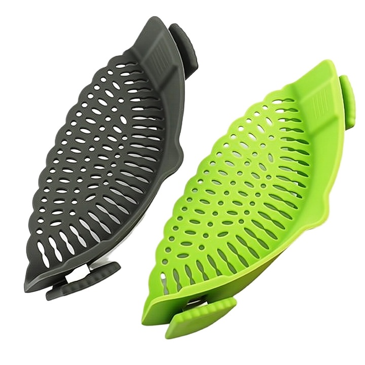 2 db univerzális összecsukható szilikon szűrő/szűrőedény készlet, hőálló, 15-30 cm, többszínű