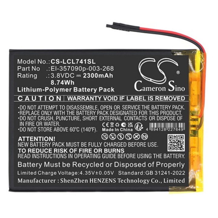 Cameron sino li-polymer akkumulátor, 3.8v / 2300mAh, logicom el-357090p-003-268 kompatibilis fekete, gyártói csomagolás