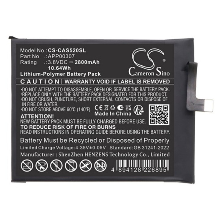 Cameron sino li-polymer akkumulátor, 3.8v / 2800mAh, caterpillar app00307 kompatibilis fekete, gyártói csomagolás