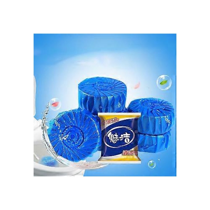 Tablete de curatare toaleta, 10 buc, 50g, parfum lamaie, albastru deschis