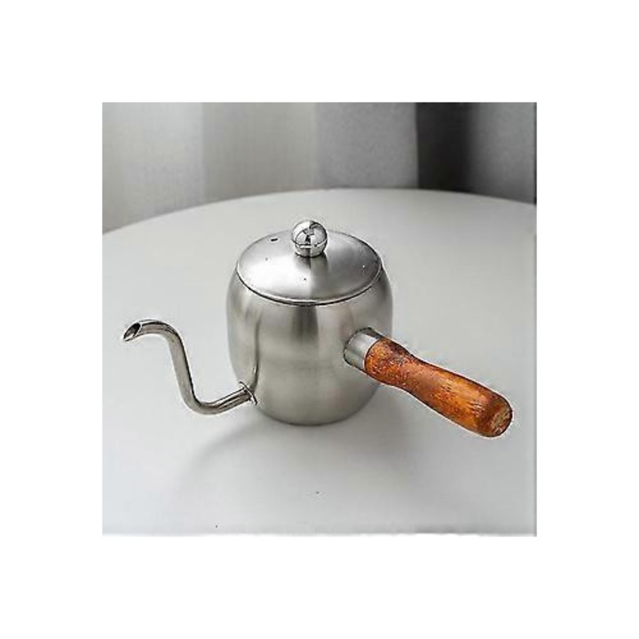 Ibrik kávéfőző 304-es rozsdamentes acélból, fa nyéllel, fekete, 19x500ml