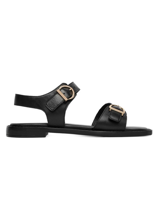 Sandale dama Beverly Hills Polo Club, piele naturala, negru, inchidere cu catarama, certificat LWG