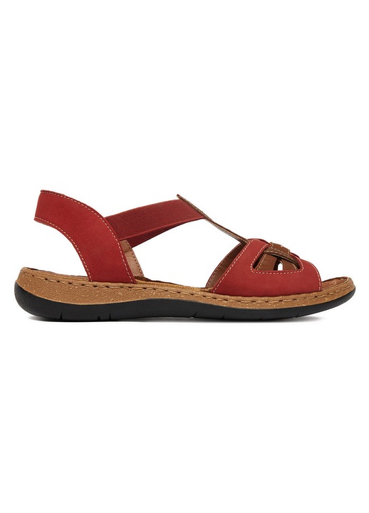 Sandale dama Go Soft, rosii, piele naturala, Rosu