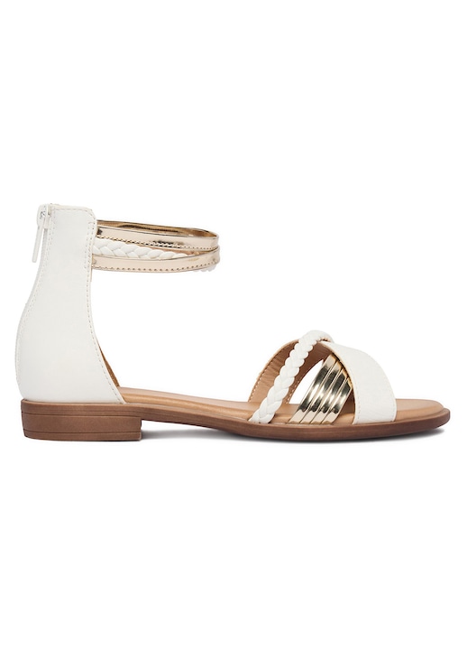 Sandale dama JENNY, alb, inchidere cu fermoar, material durabil