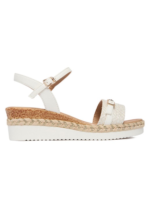 Sandale dama JENNY, catarama, alb, piele ecologica