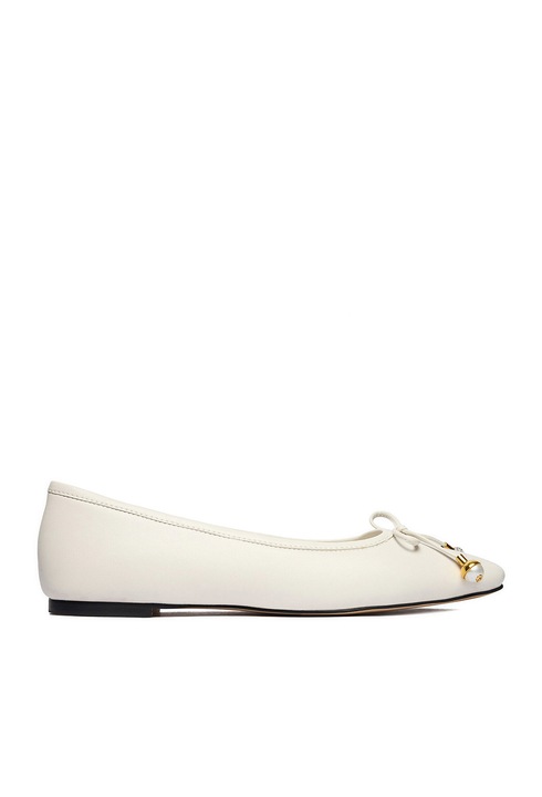 Balerini Gino Rossi, piele naturala, varf patrat, alb