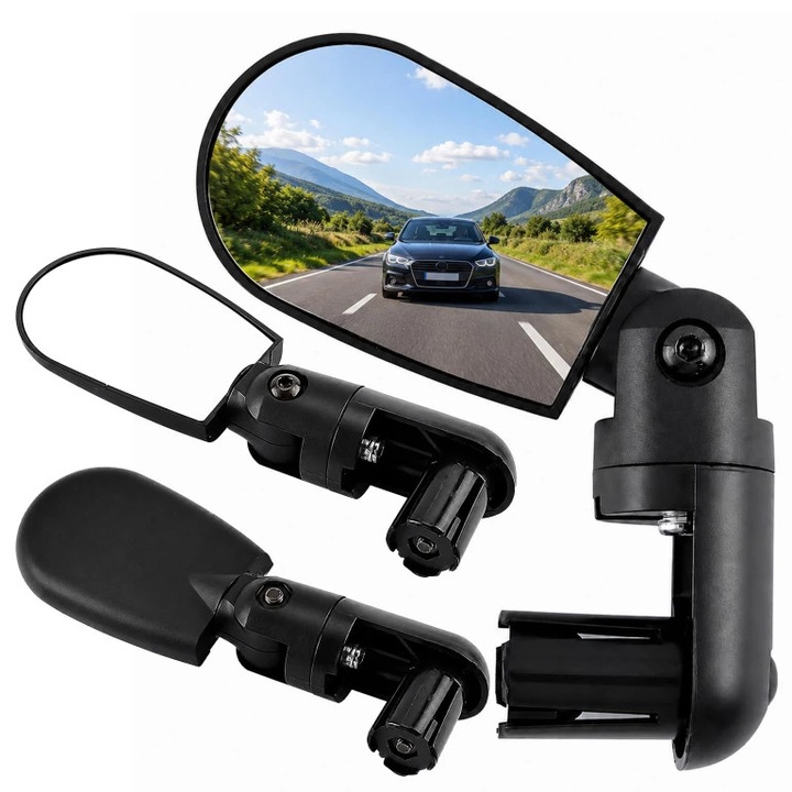 Oglinda Retrovizoare Bicicleta 360° pentru Ghidon, Universala, Oglinda Convexa MTB, E-Bike si Trotineta, Montaj Rapid