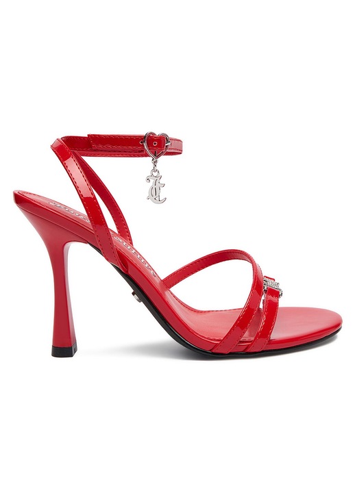 Sandale dama Juicy Couture, toc subtire, rosu, material lacuit, inchidere cu catarama, 38 EU