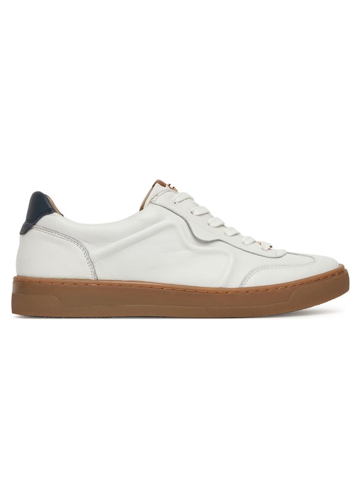 Mexx női tornacipő, valódi bőr, fehér/fekete, kerek orr, minimalista design