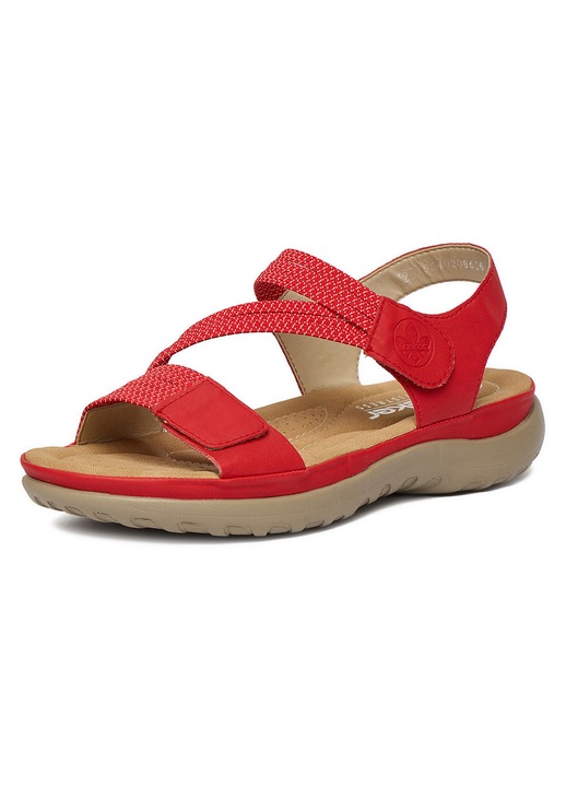 Sandale dama Rieker, rosu, piele ecologica, talpa moale, varf deschis, 36 EU