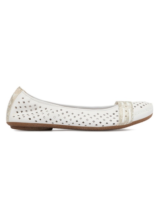 Balerini Rieker, piele naturala, alb, Alb