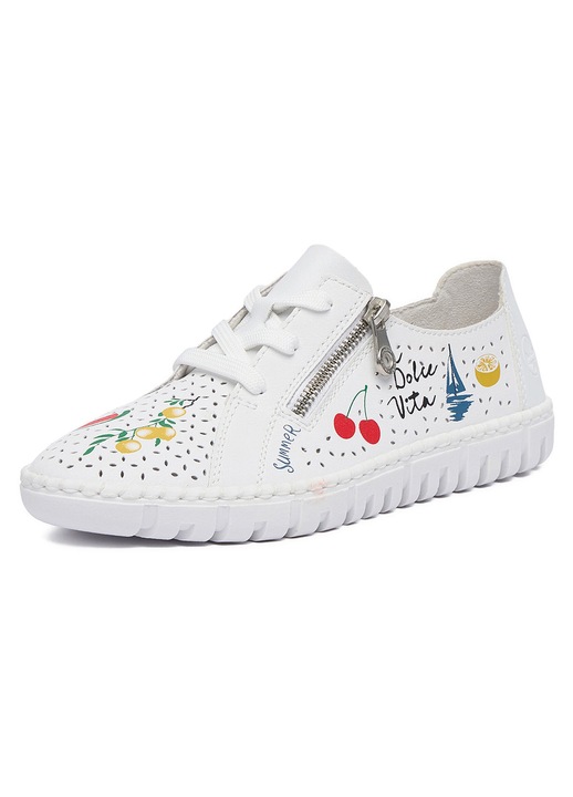 Tenisi dama Rieker, piele naturala, alb, cu fermoar, confortabili