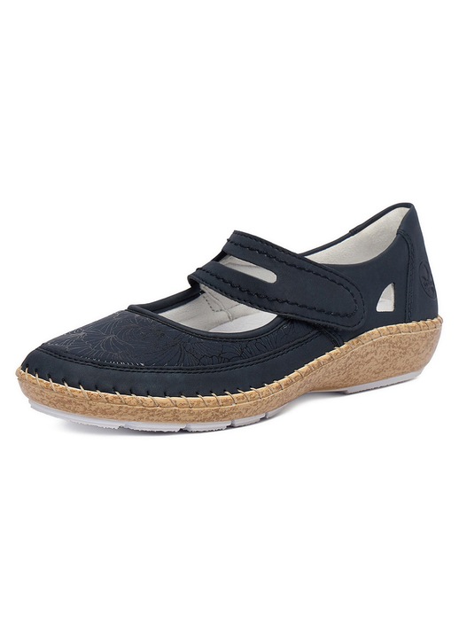 Pantofi dama Rieker, bleumarin, piele ecologica, inchidere velcro, talpa usoara, 40 EU