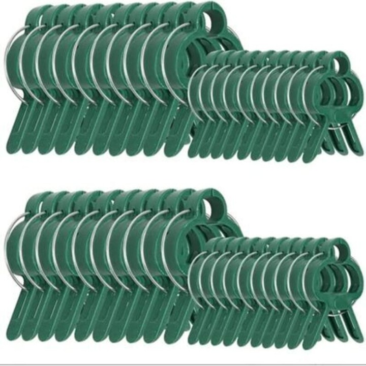 Cleme pentru plante, set 80 buc, plastic, verde, 6x4.5cm si 4.5x3cm
