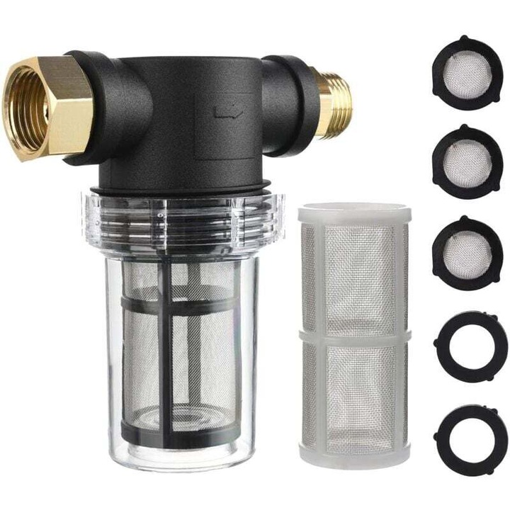 Furtun intrare apa cu filtru pentru aparat de spalat cu presiune, 3m, PVC, 500 PSI, 40°C
