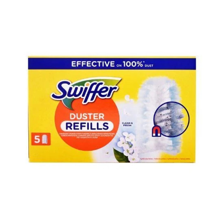 Rezerva Swiffer, 5 bucati, curatare praf, par, alergeni, alb