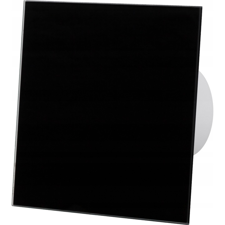 Airroxy dRim időzítős fürdőszobai ventilátor, fekete fényes üveg, 170x170mm