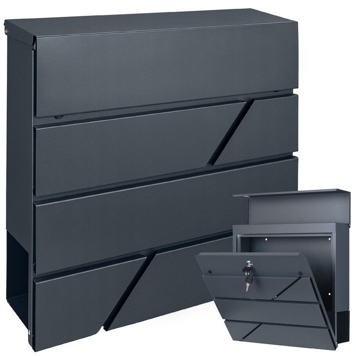 Bauerkraft postaláda, nagy, ellenálló, antracitszürke, 10x36.5x36.2cm