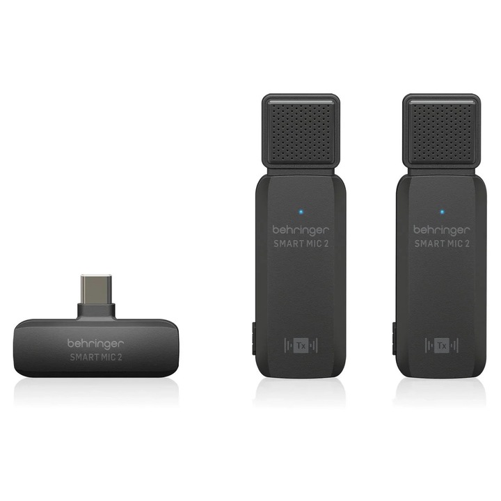 Microfon wireless Behringer SMART MIC 2, set 2 microfoane, negru, USB-C