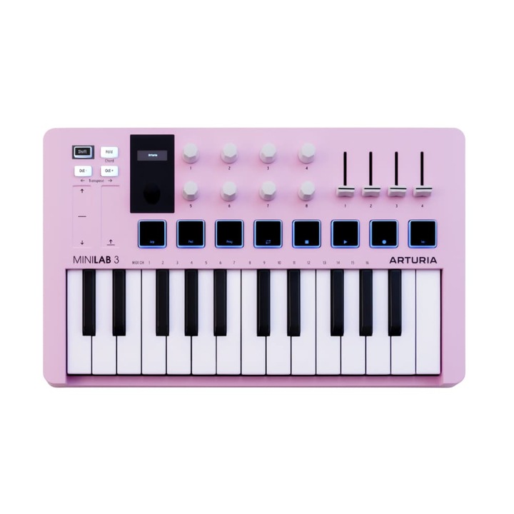 Controler MIDI Arturia MiniLab 3, compact, roz, 356x219x54mm
