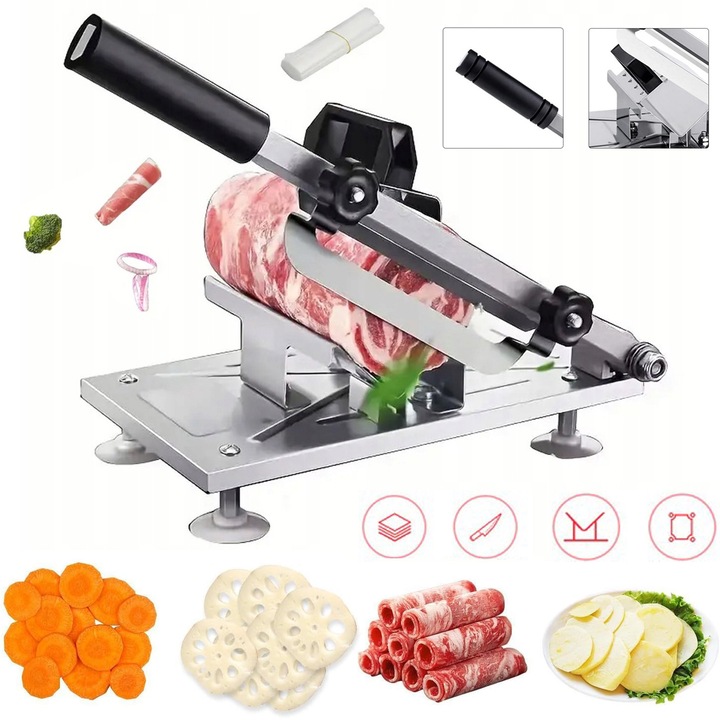 Feliator Manual De Carne Congelata, Befen, Feliator De Alimente Din Otel Inoxidabil Cu Grosime Reglabila, Feliator De Rulouri De Vita, Masina De Taiat Carne, Feliatori De Rulouri De Carne Congelata